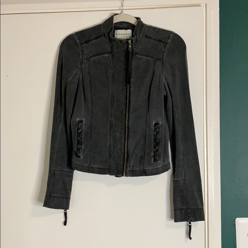Washed gray zip up jacket